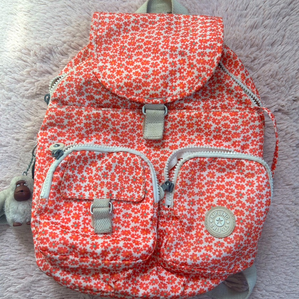 Kipling Pink Floral Backpack